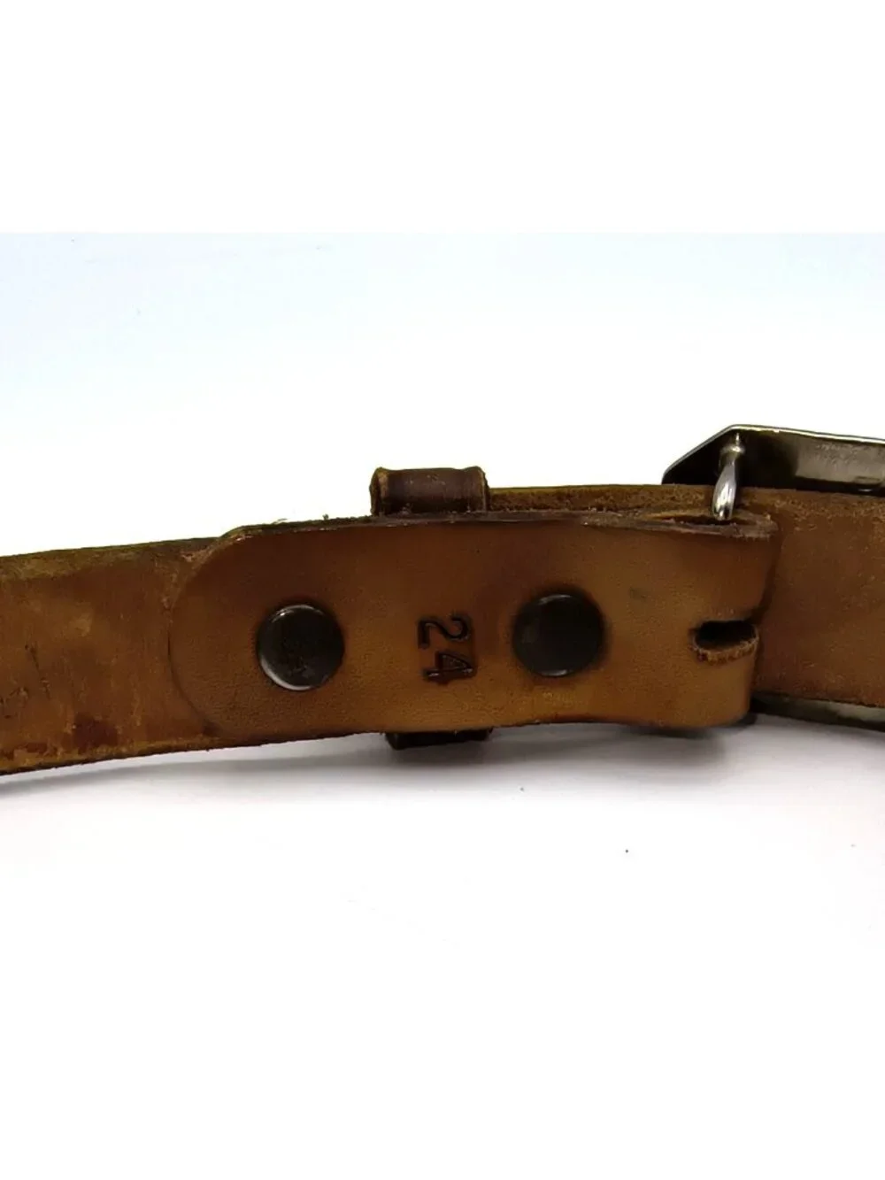 Vintage Tooled Leather Belt With Horse Head Buckle Western Style 24